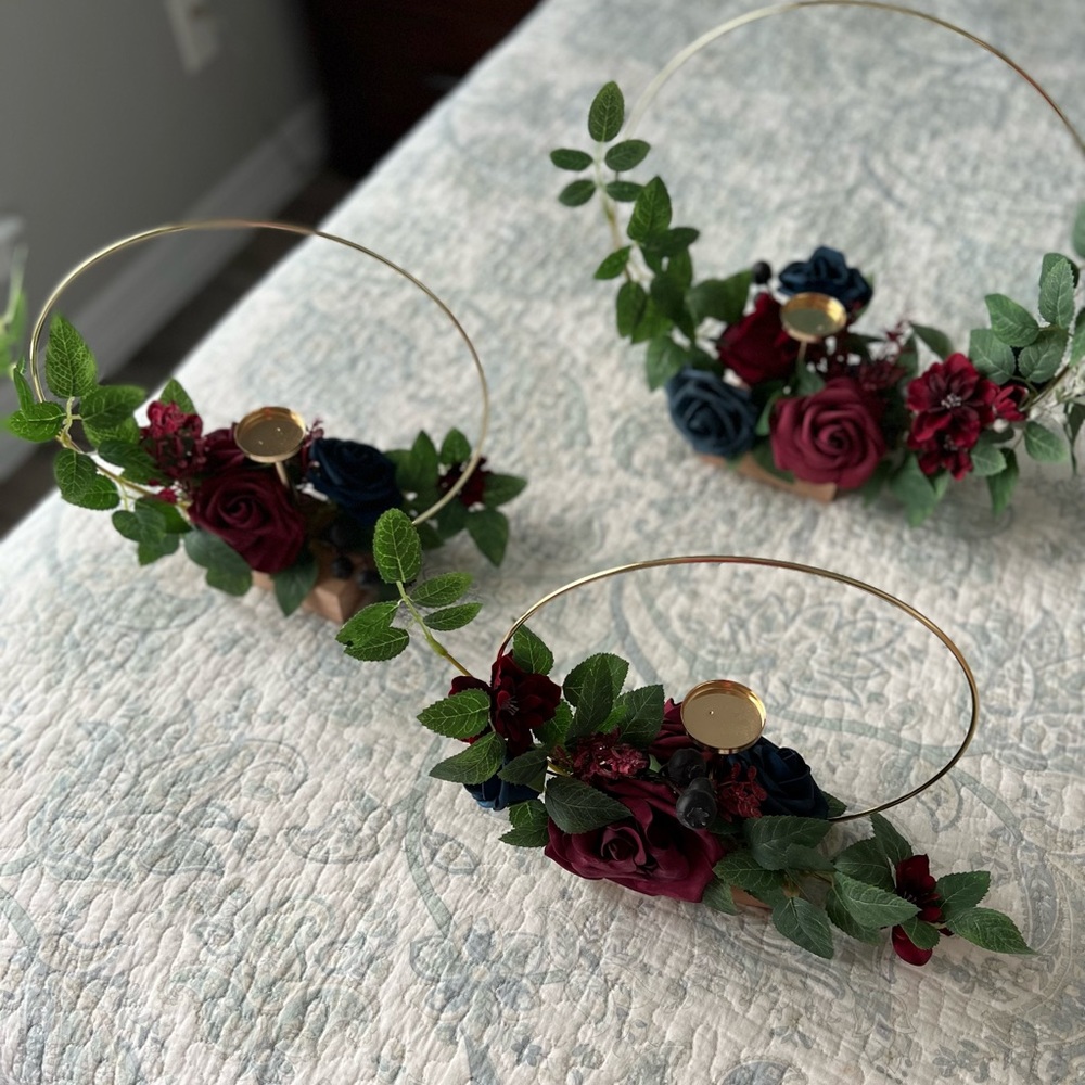 Wreath Hoop Centerpiece Set in Burgundy & Navy